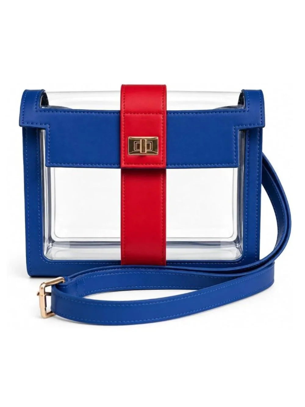 Clear Crossbody Bag for Women Stadium Approved Concert Festival PU Leather Trim